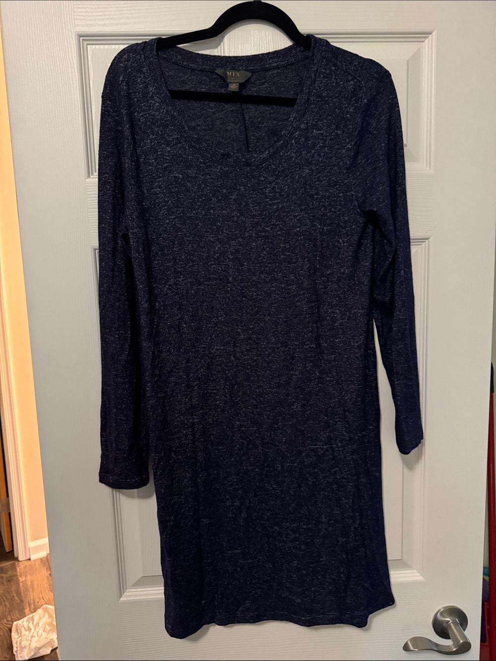 MIX Dark Navy Long Sleeve V-Neck Knit Dress